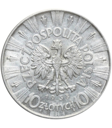 10 zł, Józef Piłsudski, 1938 stan 3+, rzadki rocznik