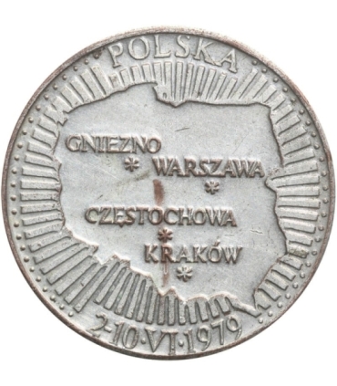 Medal 1979 Jan Paweł 2, Gniezno, Częstochowa, Warszawa, Kraków