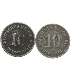 Lot: Niemcy 2x10 fenigów, 1909, 1911