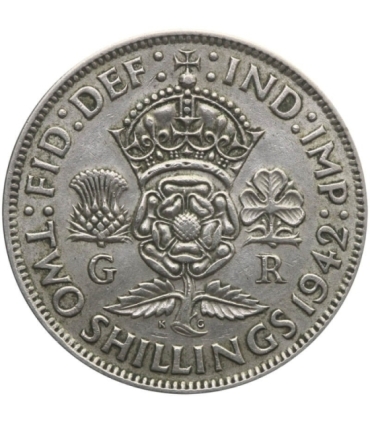 Wielka Brytania 2 szylingi (floren, florin), 1942, srebro