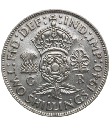 Wielka Brytania 2 szylingi (floren, florin), 1940, srebro