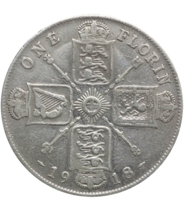 Wielka Brytania 2 szylingi (floren, florin), 1918, srebro