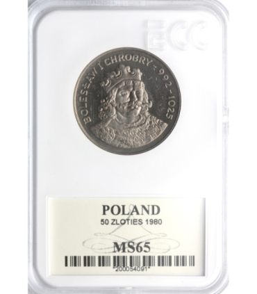 50 zł Bolesław I Chrobry, 1980, GCN MS65