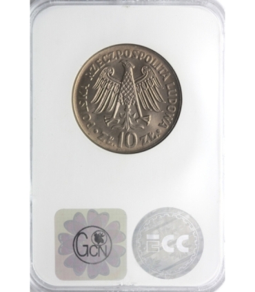 10 zł Kazimierz Wielki - napis wklęsły, 1964, GCN MS63