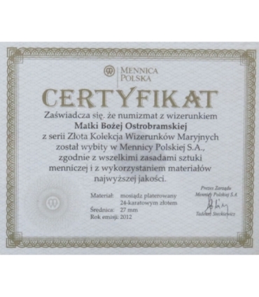 Zestaw 20 numizmatów "Złota kolekcja wizerunków maryjnych"