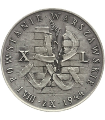 Medal Powstanie Warszawskie, autor Tadeusz Tchórzewski, srebro Ag 925