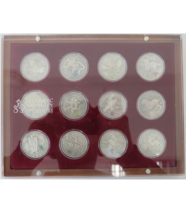 Znaki zodiaku zestaw 12 szt. w etui Mennicy Polskiej, srebro Ag925, certyfikaty