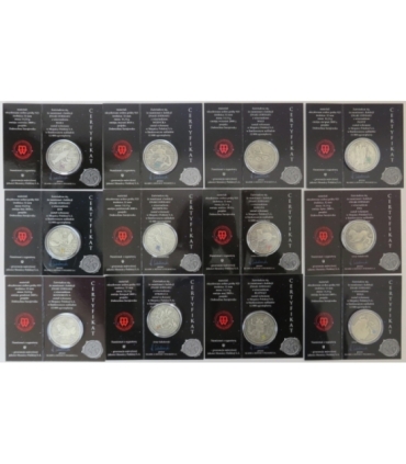 Znaki zodiaku zestaw 12 szt. w etui Mennicy Polskiej, srebro Ag925, certyfikaty