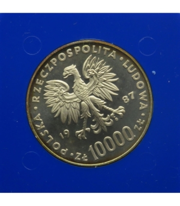 10.000 zł Jan Paweł 2, 1987, kolekcjonerska w kapslu