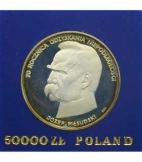 50000 złotych Piłsudski 70 rocznica niepodległości, wersja kolekcjonerska