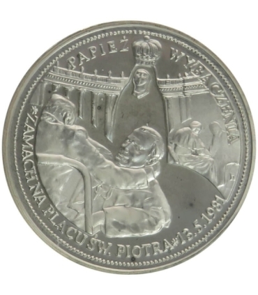 Medal, Jan Paweł II, zamach na Palcu Św. Piotra, srebro