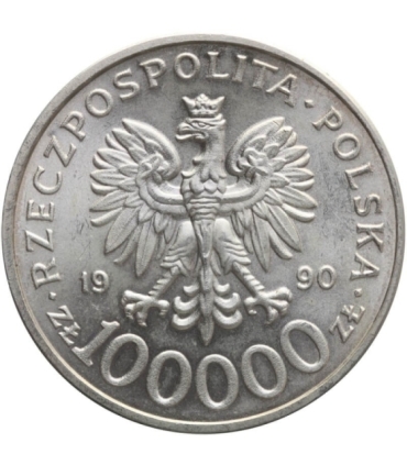 100000zł Solidarność 1990 TYP C, stan 2+, BARDZO RZADKA