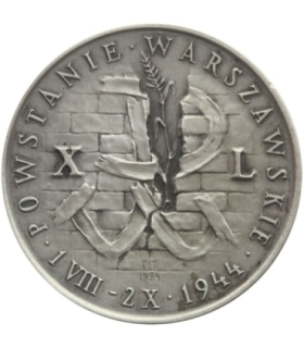 Medal Powstanie Warszawskie, autor Tadeusz Tchórzewski, srebro Ag 925