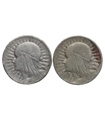 LOT 2 x 2 złote głowa kobiety 1933-1934