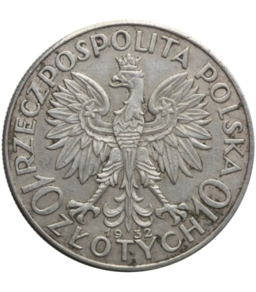 10 złotych Głowa kobiety 1932, stan 2-, ładna