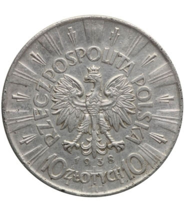 10 zł, Józef Piłsudski, 1938 stan 2-/3+, rzadki rocznik