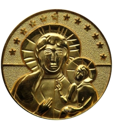 Medal Jasnogórskie Sanktuarium Maryjne + etui + certyfikat, pozłacany