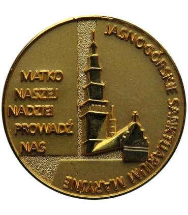 Medal Jasnogórskie Sanktuarium Maryjne + etui + certyfikat, pozłacany