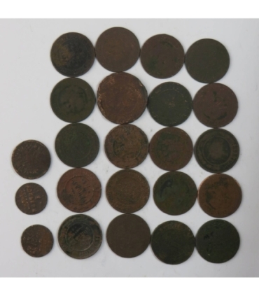 Lot 23 szt. stare miedziane monety do identyfikacji