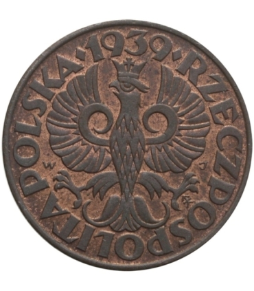 5 groszy 1939, stan 2+, b. ładna