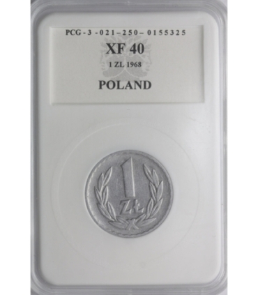 1 złoty 1968, PCG XF40, ładna