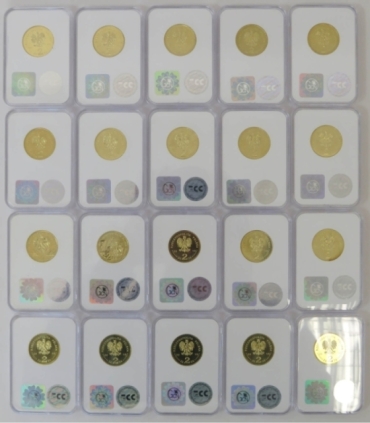 Pełny komplet 20 monet 2 zł GN rocznik 2010, grading GCN MS65-MS66, mennicze