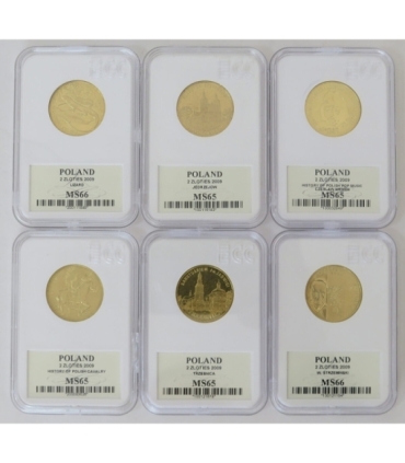 Zestaw 6 monet 2 zł GN rocznik 2009, grading GCN MS65-MS66, mennicze