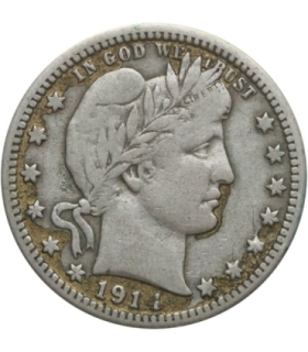 USA ¼ dolara, 1911 Ćwierćdolarówka Barbera, D, 3, ŁADNA