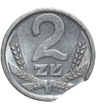 DESTRUKT 2 złote 1989 stan 2, końcówka blachy