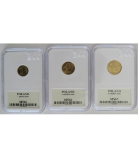 Lot: 1, 2, 5 groszy 2009, GCN MS 65-66, mennicze