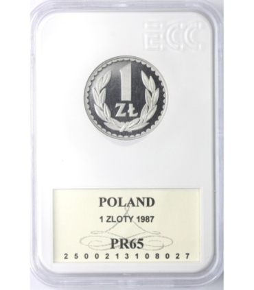 1 złoty 1987 lustrzanka, GCN PR65, mennicze