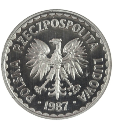 1 złoty 1987 lustrzanka, GCN PR65, mennicze