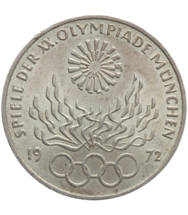 10 marek, 1972 J , Igrzyska Olimpijskie, Monachium - Płomień, srebro