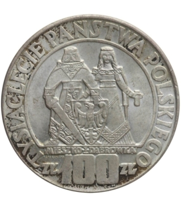 100 zł Mieszko i Dąbrówka 1966 oryginalnym etui banku PeKaO, stan 1