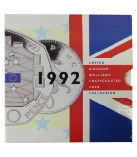 UK, 1992 Zestaw 9 nieobiegowych monet Royal Mint, oryginalne etui