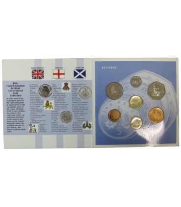 UK, 1992 Zestaw 9 nieobiegowych monet Royal Mint, oryginalne etui