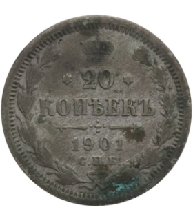 Rosja 20 kopiejek 1901 stan 4