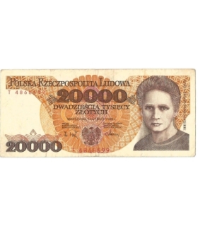 20000 zł, Maria Skłodowska-Curie, 1989, seria T, stan 3