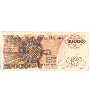 20000 zł, Maria Skłodowska-Curie, 1989, seria AK, stan 3-