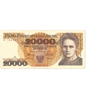 20000 zł, Maria Skłodowska-Curie, 1989, seria W, stan 3-