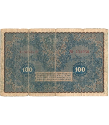 100 marek polskich (PKKP), rok 1919, stan 4, IJ seria D