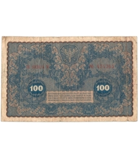 100 marek polskich (PKKP), rok 1919, stan 3-, JE seria N