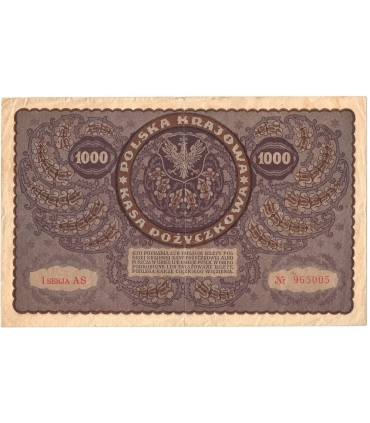 1000 marek polskich 1919, I seria AS, stan 3