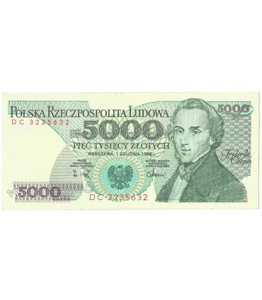 5000 zł Fryderyk Chopin,1988, seria DC, stan 2
