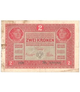 Austro-Węgry, 2 korony, zwei kronen, ket korona, 1917, stan 3-