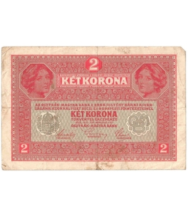 Austro-Węgry, 2 korony, zwei kronen, ket korona, 1917, stan 3-
