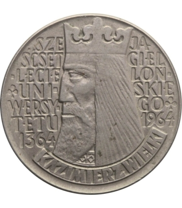 10 zł Kazimierz Wielki - napis wklęsły, 1964