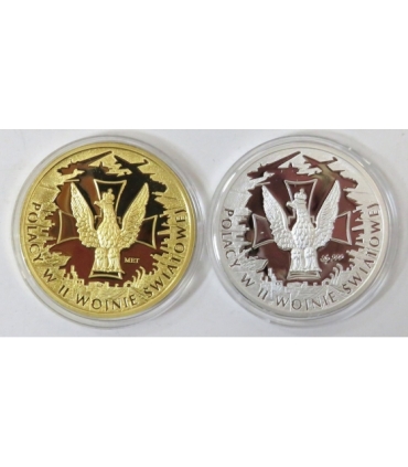 Zestaw 2 numizmatów Kampania Wrześniowa 1939, srebro Ag999