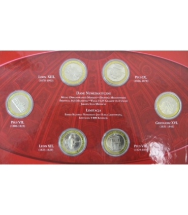 Wielcy Papieże w historii kościoła zestaw 6 medali w etui