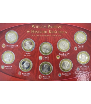 Wielcy Papieże w historii kościoła zestaw 10 medali w etui